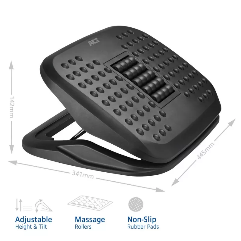 ACT ergonominen korkeussäädettävä jalkatuki hierontarullilla