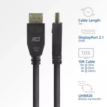 ACT AK4081 DisplayPort-kaapeli 1 m musta