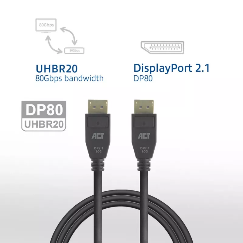 ACT AK4081 DisplayPort-kaapeli 1 m musta