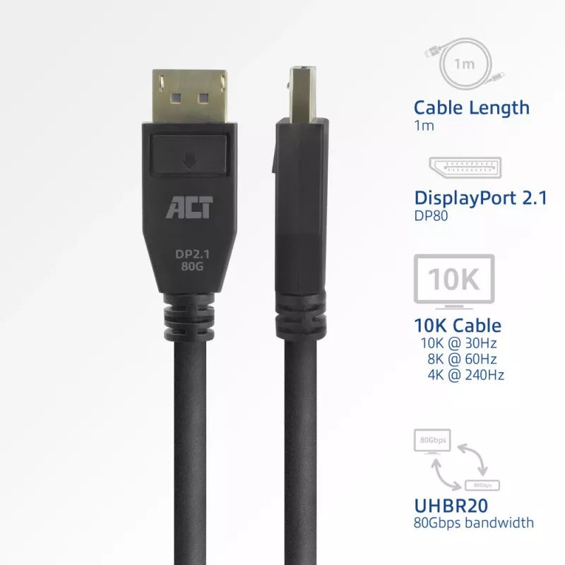 ACT AK4083 DisplayPort-kaapeli 3 m musta