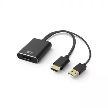 ACT AC7536 videokaapeliadapteri 0,24 m HDMI + USB DisplayPort musta