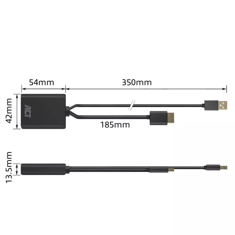 ACT AC7536 videokaapeliadapteri 0,24 m HDMI + USB DisplayPort musta