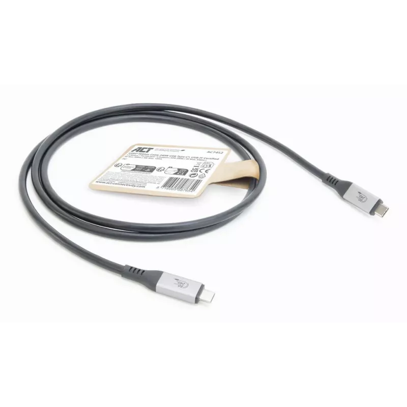 ACT USB4 80Gbps Thunderbolt 5 -kaapeli 240W USB Type-C, USB-IF-sertifioitu, 1,5 metriä