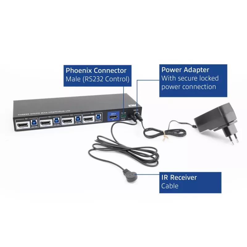 ACT 4-porttinen DisplayPort 4K@60Hz KVM-kytkin