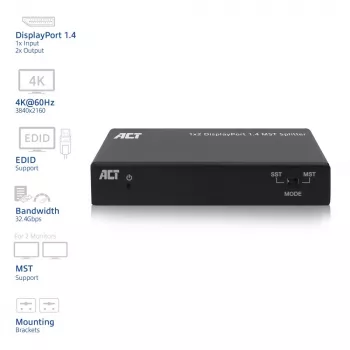 ACT 1x2 DisplayPort 1.4 MST -jakaja
