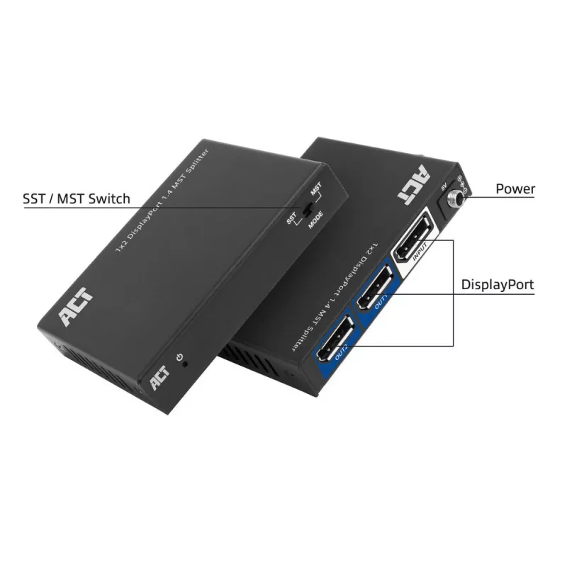 ACT 1x2 DisplayPort 1.4 MST -jakaja