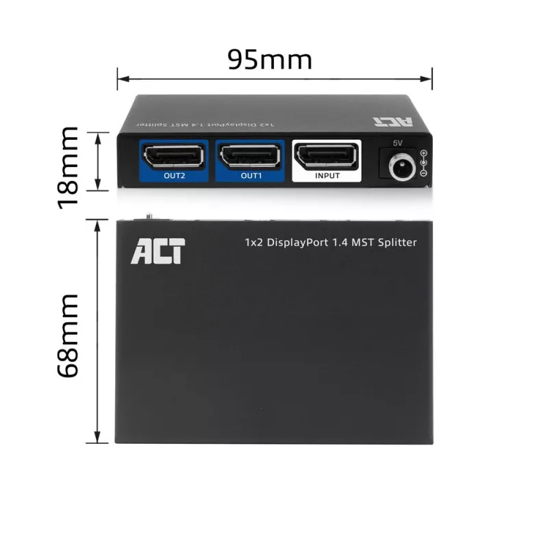 ACT 1x2 DisplayPort 1.4 MST -jakaja