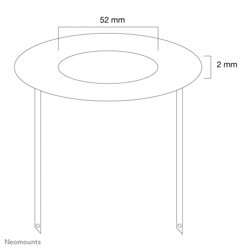 Neomounts FPMA-CRS5 kattopeite – halk. 52 mm, hopea, teräs, katto, FPMA-C100, FPMA-C100SILVER, 2 mm, 5,2 cm