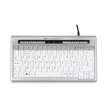 BakkerElkhuizen S-board 840 BE Azerty, Tenkeyless (80–87 %), johdollinen, USB, saksikytkimet, AZERTY, vaaleanharmaa, valkoinen