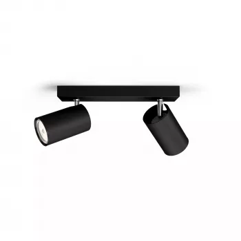Katto-/seinäspot Signify Philips myLiving Kosipo 2x GU10 LED 220-240V IP20 musta