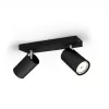 Katto-/seinäspot Signify Philips myLiving Kosipo 2x GU10 LED 220-240V IP20 musta
