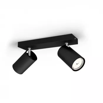 Katto-/seinäspot Signify Philips myLiving Kosipo 2x GU10 LED 220-240V IP20 musta