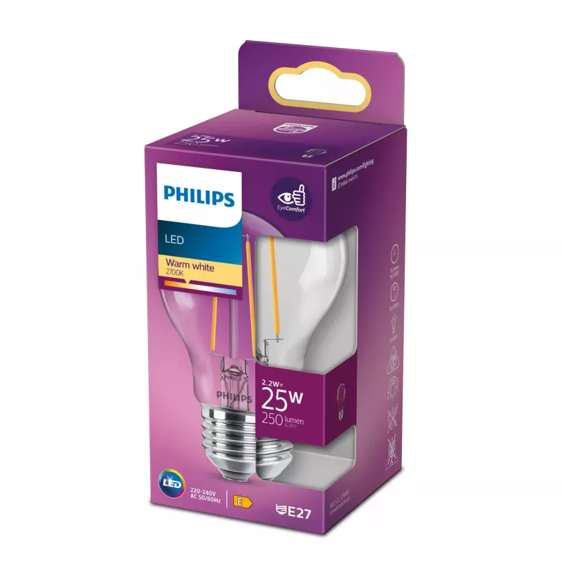 Philips LED-valonlähde lämmin valkoinen 2700 K 2,2 W E27 E