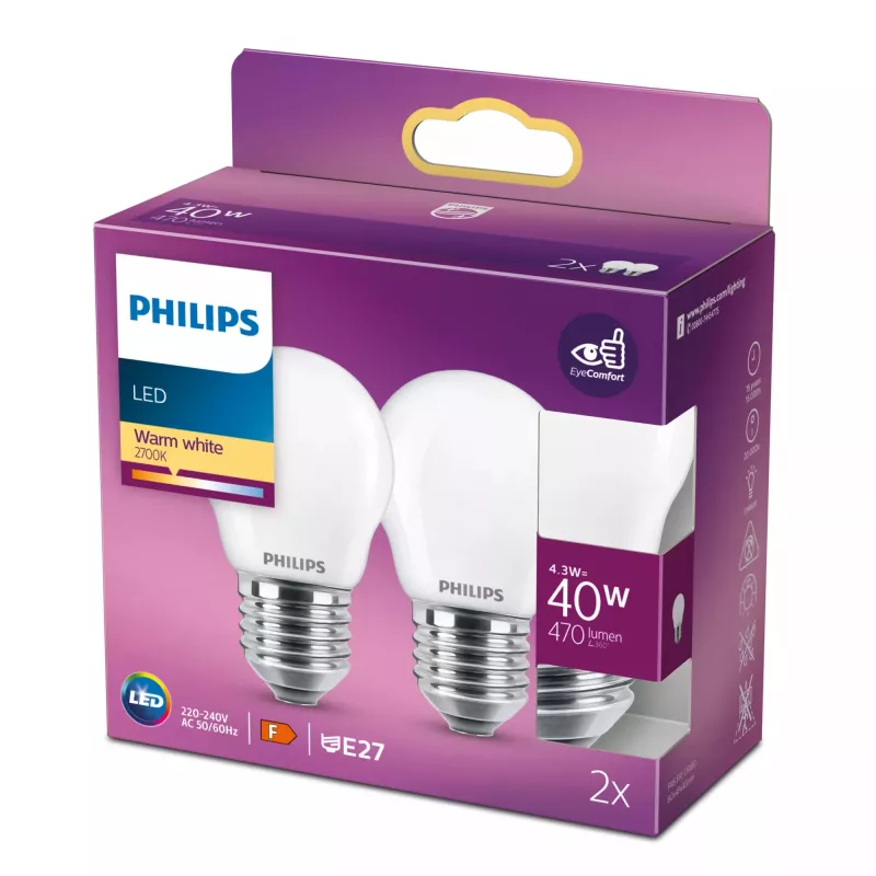 Philips LED-lamppu lämmin valkoinen 2700 K 4,3 W E27 F
