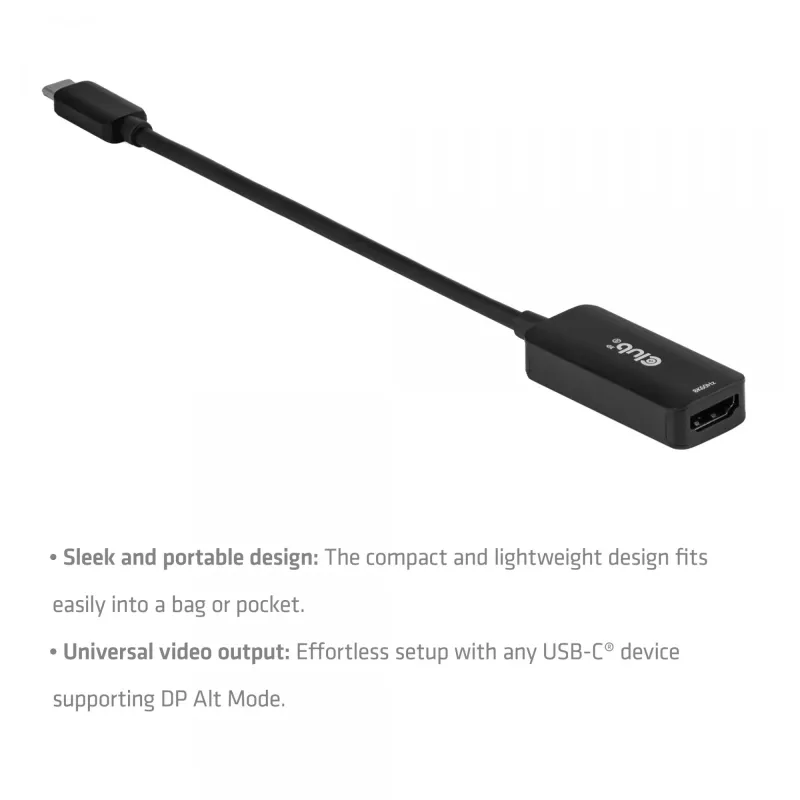 USB-C - HDMI 2.1 -adapteri Club 3D CAC-2505 — 8K@60Hz, USB Type-C - HDMI + USB, 0,12 m