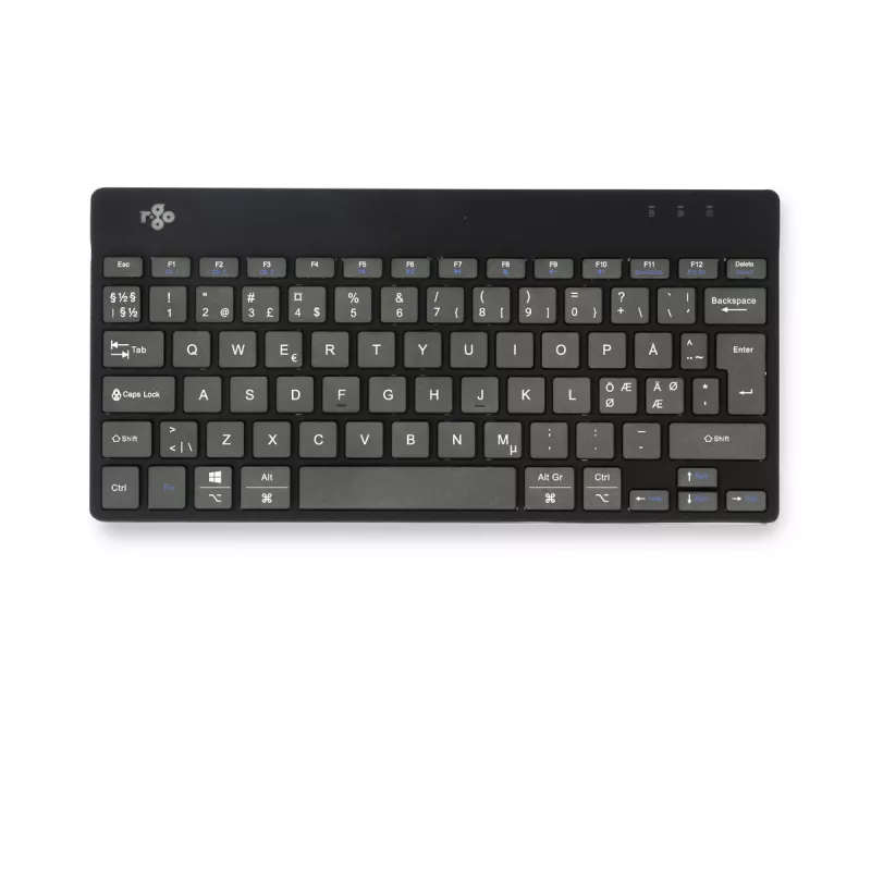 R-Go Tools ergonominen näppäimistö R-Go Compact Break, kompakti näppäimistö tauko-ohjelmistolla, QWERTY (NORDIC), Bluetooth, musta