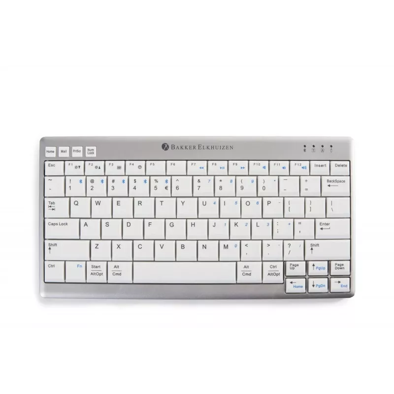 BakkerElkhuizen UltraBoard 950 Wireless US Qwerty, Mini, langaton, Bluetooth, saksimekanismi, QWERTY, vaaleanharmaa, valkoinen