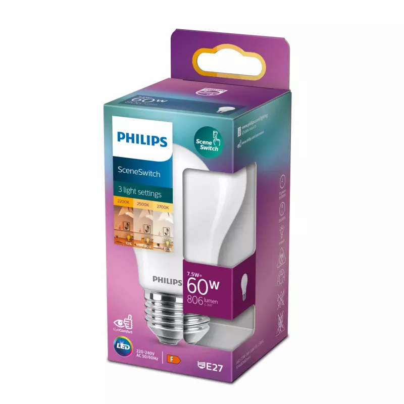 Philips lamppu 60;30; 16 W A60 E27 7,5 W lämminvalkoinen 806 lm