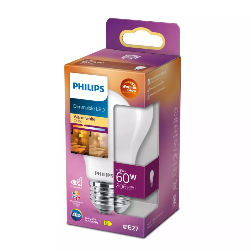 LED-lamppu Philips Warm Glow E27 806 lm himmennettävä CRI 90