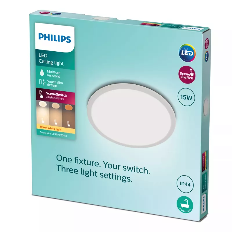 Kattovalaisin Philips Functional Super ohut 15 W valkoinen pyöreä kylpyhuone