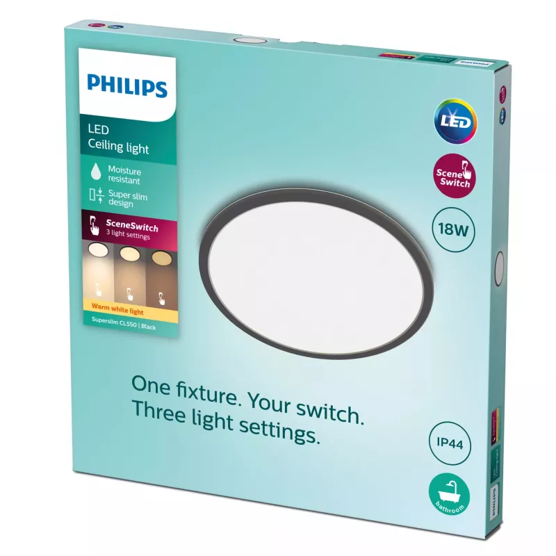 Philips Functional kattovalaisin 18W 2700K 1500 lm himmennettävä LED-pintavalaisin musta