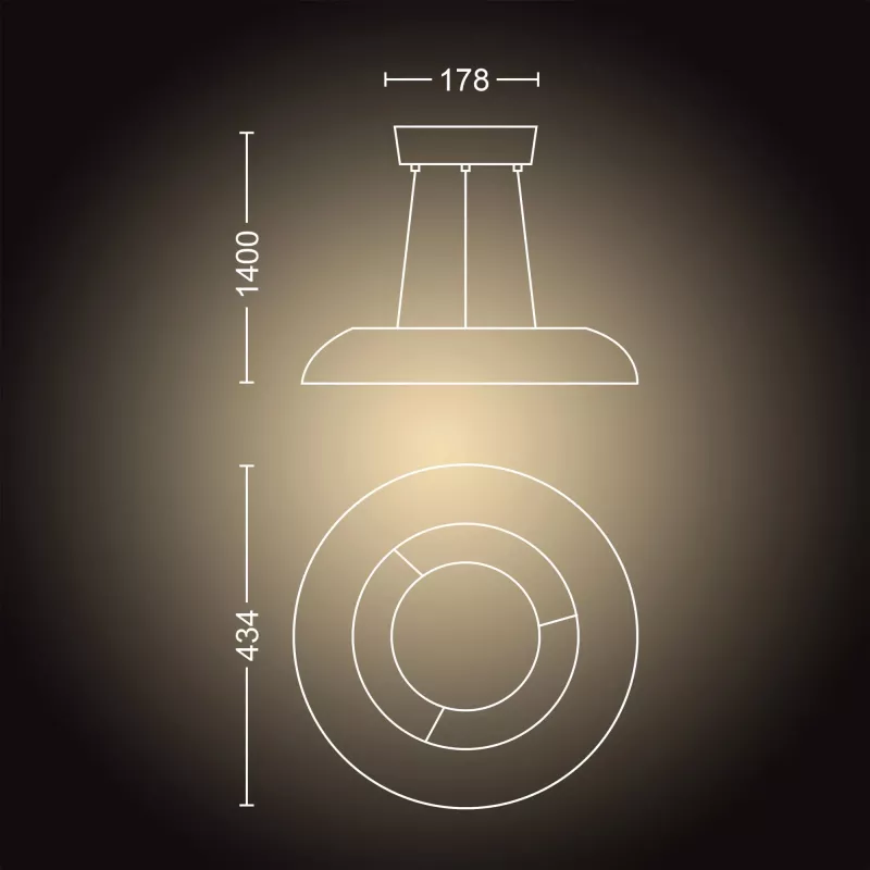 Älykäs riippuvalaisin Philips Hue White Ambience Amaze – Bluetooth, 24 V, 434 × 77 mm, valkoinen