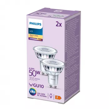 Philips spotti 50W PAR16 GU10 x2, 4,6 W, 50 W, GU10, 355 lm, 15000 h, lämmin valkoinen
