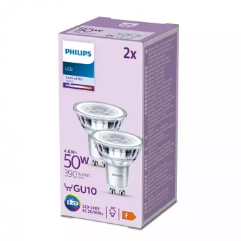 Philips spotti 50W PAR16 GU10 2 kpl, 4.6 W, 50 W, GU10, 390 lm, 15000 h, kylmä valkoinen