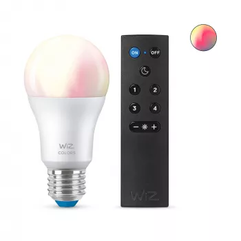 WiZ lamppu 8W (vastaa 60W) A60 E27 x1 + kaukosäädin, älylamppu, Wi-Fi/Bluetooth, valkoinen, Wi-Fi 4 (802.11n), 802.11b, 802.11g, LED, E27