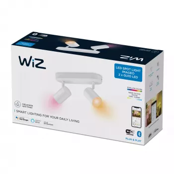 WiZ IMAGEO 2-suuntainen säädettävä spotti, älykäs kattovalaisin, Wi-Fi/Bluetooth, valkoinen, Wi-Fi 4 (802.11n), 802.11b, 802.11g, LED, metalli