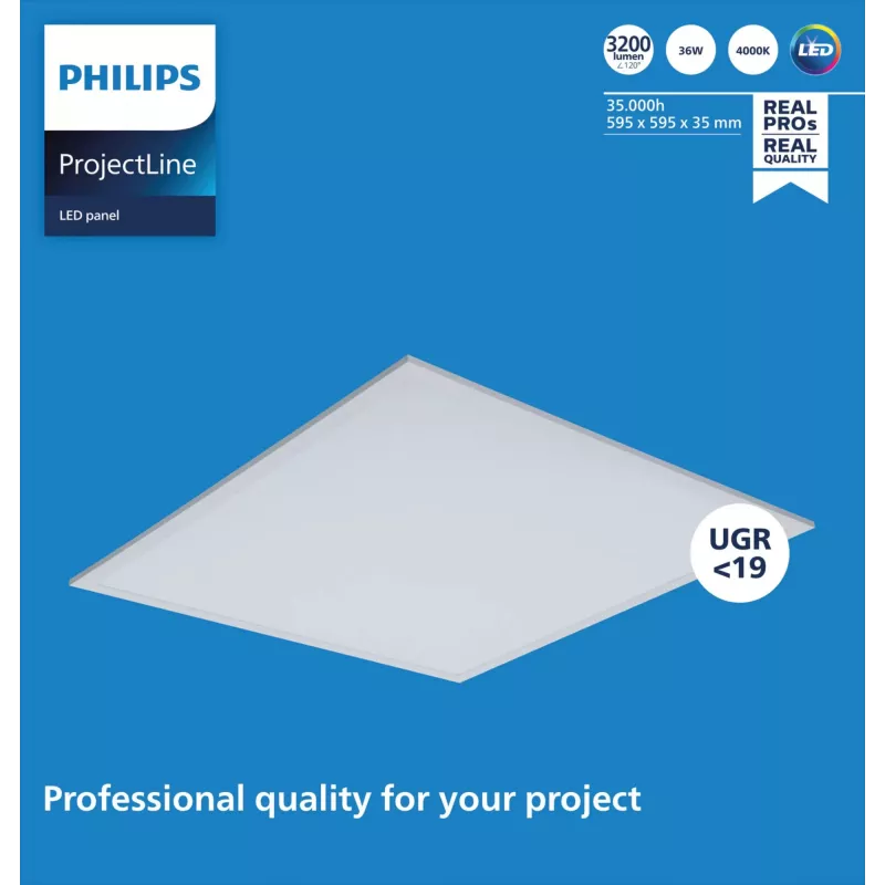 LED-paneeli Philips OC Panel 6060 4000K valkoinen IP20 — upotettava kattovalaisin 60x60 cm