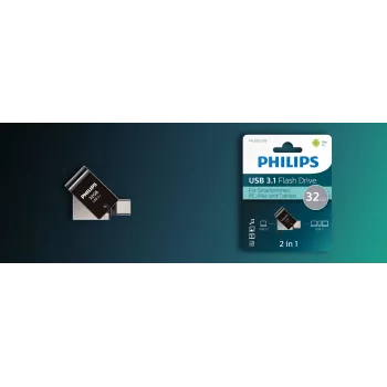 Philips FM32DC152B/00 USB-muistitikku 32 GB USB Type-C 3.2 Gen 1 (3.1 Gen 1) musta