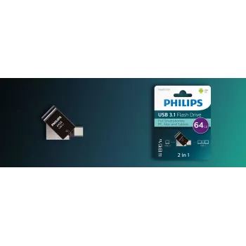 Philips FM64DC152B/00 USB-muistitikku 64 GB USB Type-C 3.2 Gen 1 (3.1 Gen 1) musta