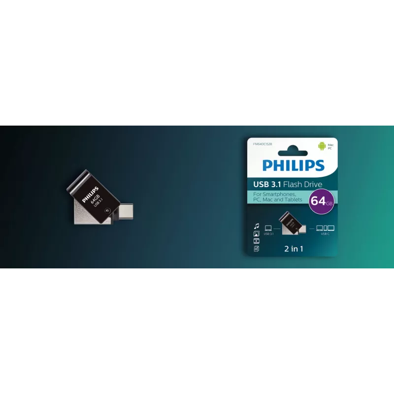 Philips FM64DC152B/00 USB-muistitikku 64 GB USB Type-C 3.2 Gen 1 (3.1 Gen 1) musta