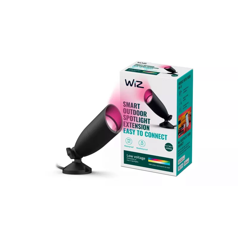 Älykäs seinävalaisin Signify WiZ Ground Spot Extension — musta, LED, 12 V, 74×202×3000 mm