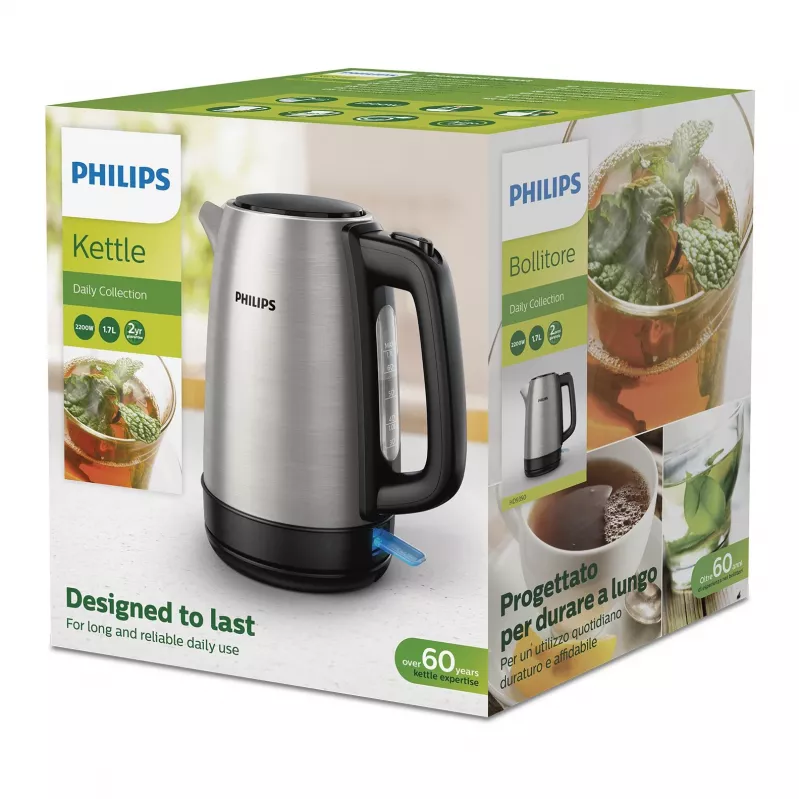 Philips Daily Collection HD9350/94 vedenkeitin 1,7 l 2020 W musta, ruostumaton teräs