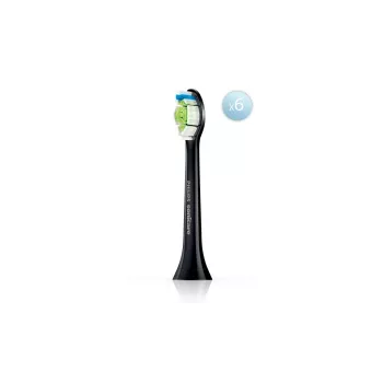 Varaosat hammasharjanpäät Philips HX6066/88 Optimal White, 6 kpl:n pakkaus, musta, 3 kuukauden vaihtoväli