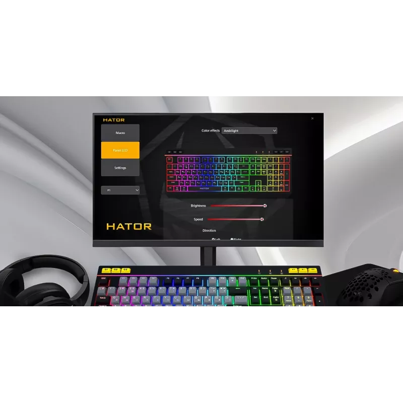 HATOR Icefall näppäimistö pelikäyttöön USB QWERTY US English musta RGB LED