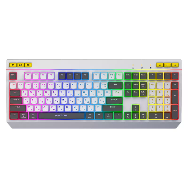 HATOR Icefall näppäimistö pelikäyttöön USB QWERTY US-englanti valkoinen Full-Size RGB LED