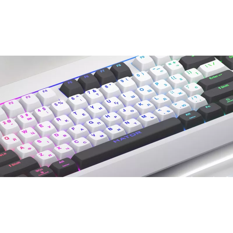 HATOR Icefall näppäimistö pelikäyttöön USB QWERTY US-englanti valkoinen Full-Size RGB LED