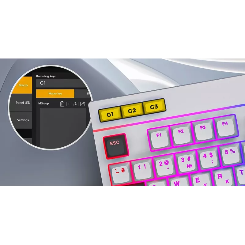 HATOR Icefall näppäimistö pelikäyttöön USB QWERTY US-englanti valkoinen Full-Size RGB LED