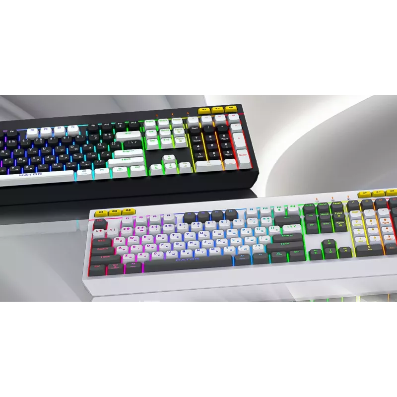 HATOR Icefall näppäimistö pelikäyttöön USB QWERTY US-englanti valkoinen Full-Size RGB LED