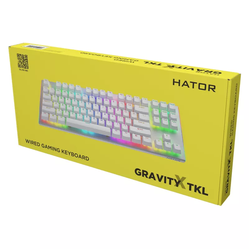HATOR Gravity X TKL näppäimistö pelikäyttöön USB QWERTY US English valkoinen
