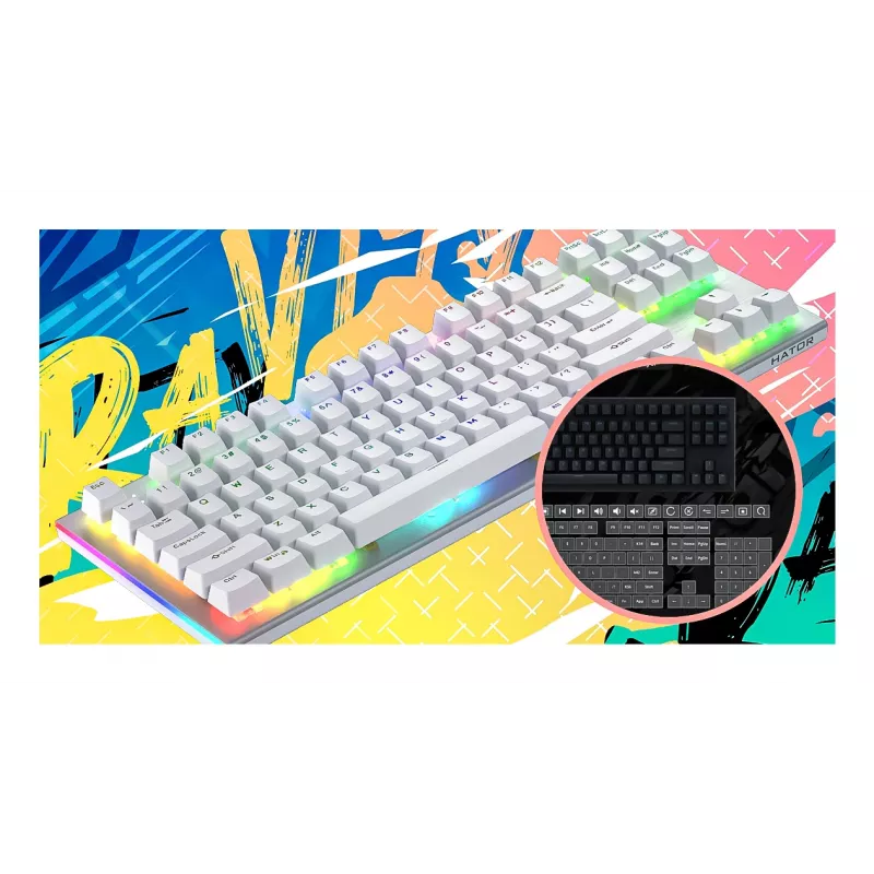 HATOR Gravity X TKL näppäimistö pelikäyttöön USB QWERTY US English valkoinen