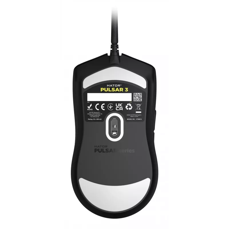 HATOR Pulsar 3, musta – optinen keltainen 100M-kytkimet PixArt PMW 3311 (HTM610)
