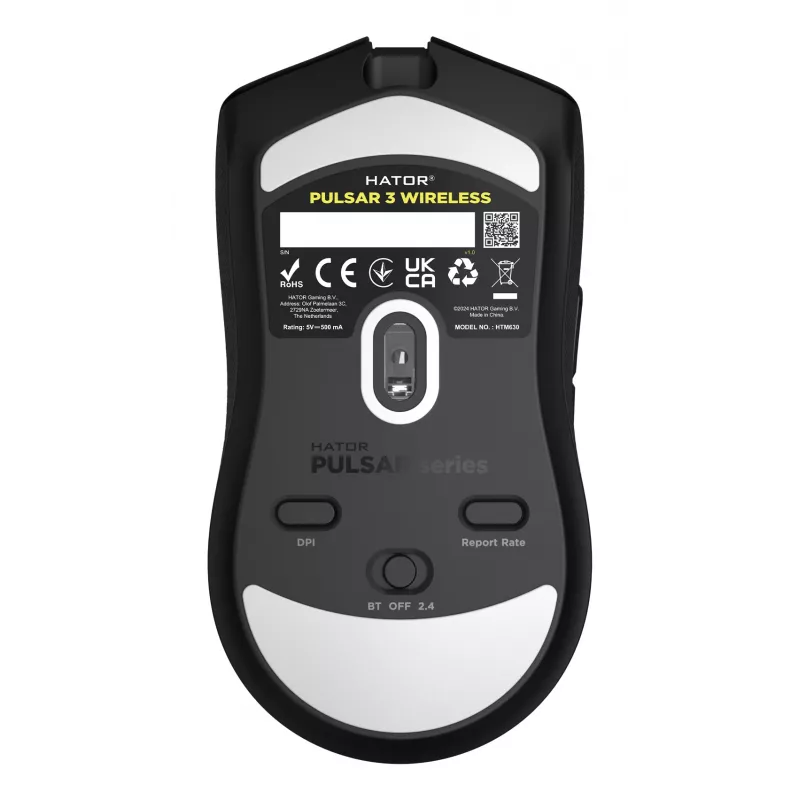 HATOR Pulsar 3 Wireless, musta - optinen keltainen 100M-kytkimet PixArt PMW 3311 (HTM630)