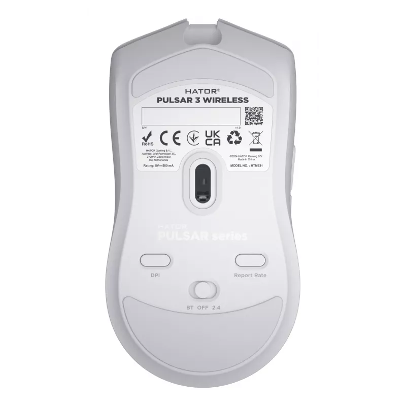 HATOR Pulsar 3 Wireless, valkoinen - optinen keltainen 100M-kytkimet PixArt PMW 3311 (HTM631)