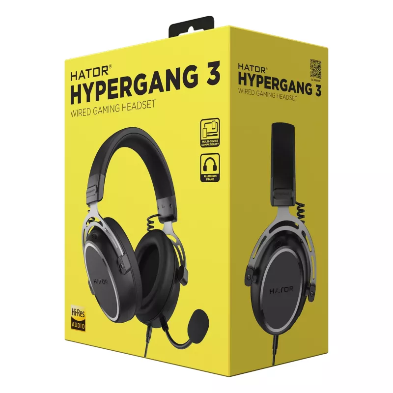 HATOR HYPERGANG 3 Hi-Res kuulokkeet johdolliset pääpanta pelikäyttöön USB Type-C / USB Type-A musta