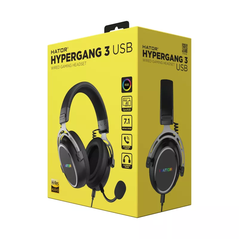 HATOR Hypergang 3 USB-kuulokkeet johdolliset & langattomat pääpanta pelikäyttöön USB Type-C / USB Type-A Bluetooth musta