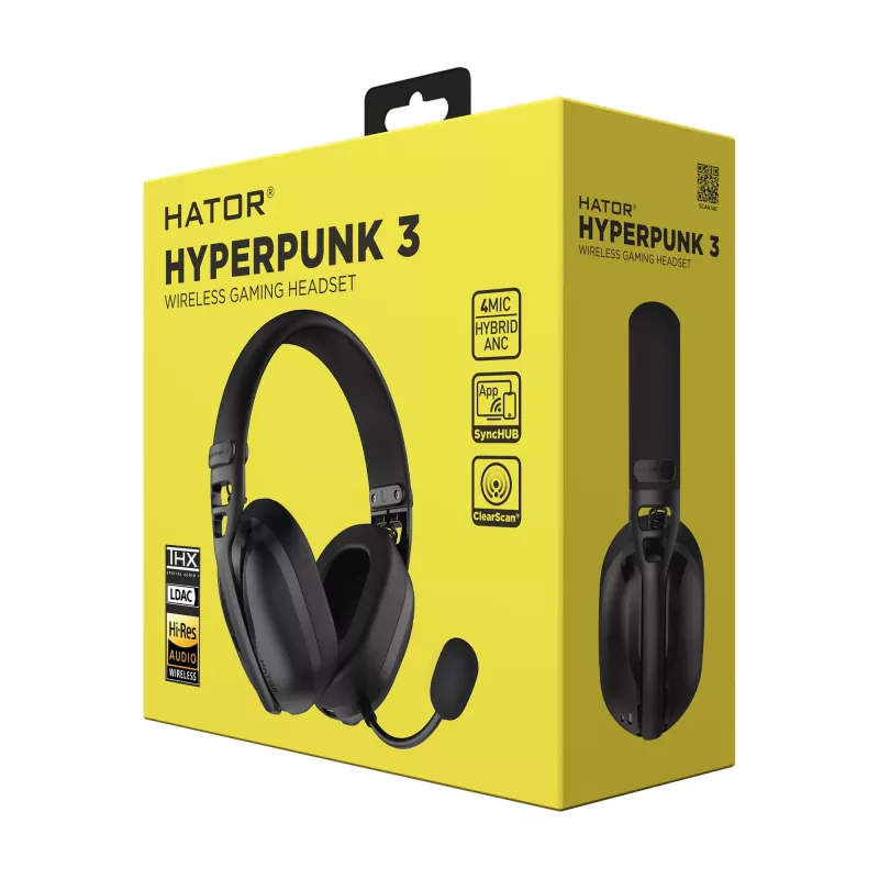 HATOR Hyperpunk 3 langattomat kuulokkeet johdolliset & langattomat pääpanta pelikäyttöön USB Type-C / USB Type-A Bluetooth musta